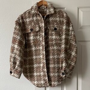 Listicle Brown and Cream Shirt Jacket